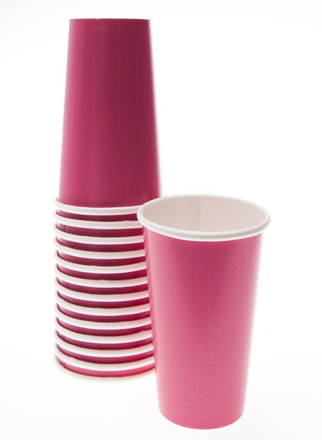 Unique Party Plain Hot Pink Disposable Paper Cups - 12 oz, Pack of 10 - Ideal for Parties, Picnics, & All Occasions - Image 2